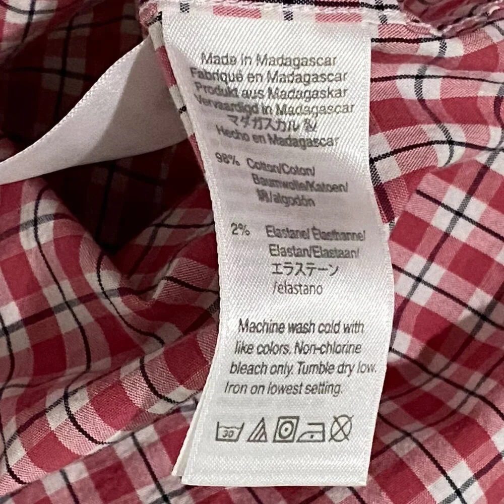 J Crew Flex Washed Slim Untucked Plaid Shirt L‎ Red